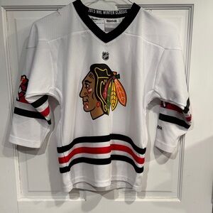 Reebok White NHL Jersey with Black and Red Accents